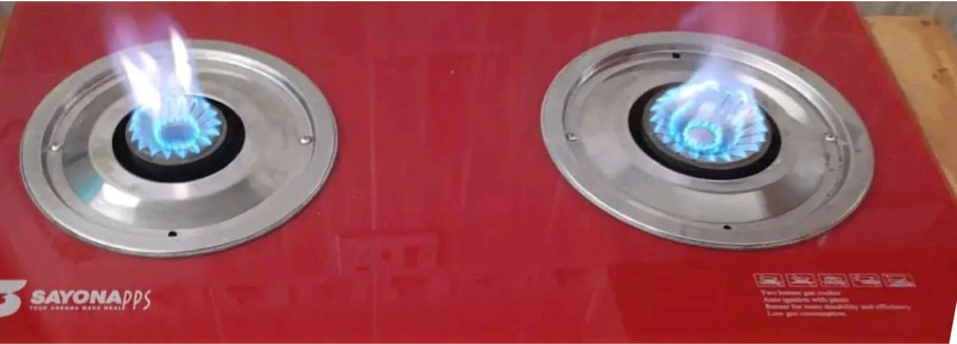 Sayonapps gas cooker — burner test flame